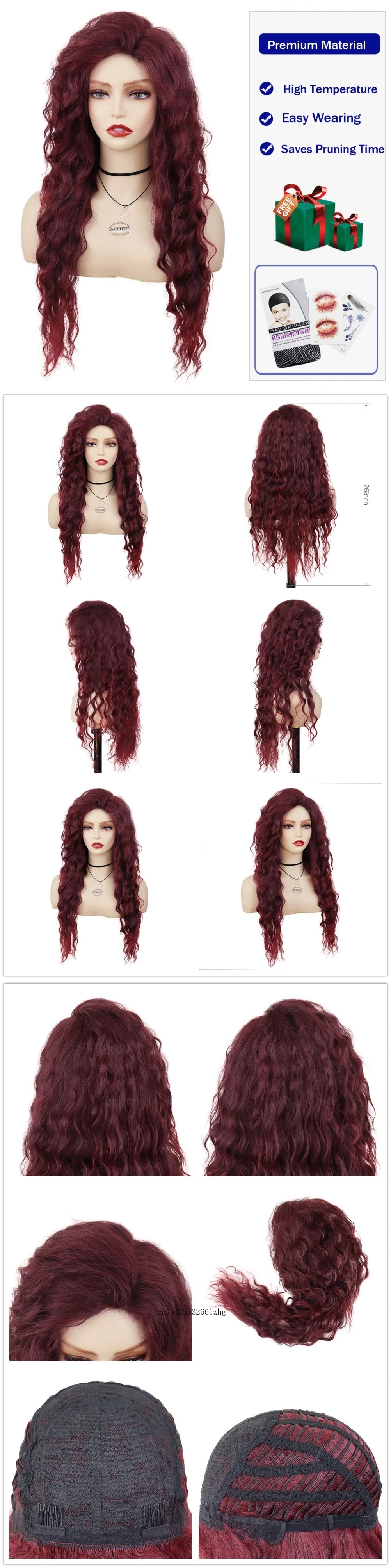 GNIMEGIL Synthetic Grey Hair Long Water Wave Wigs for Women Natural Fluffy Curly Wave Wig Cosplay Halloween Party Heat Resistant