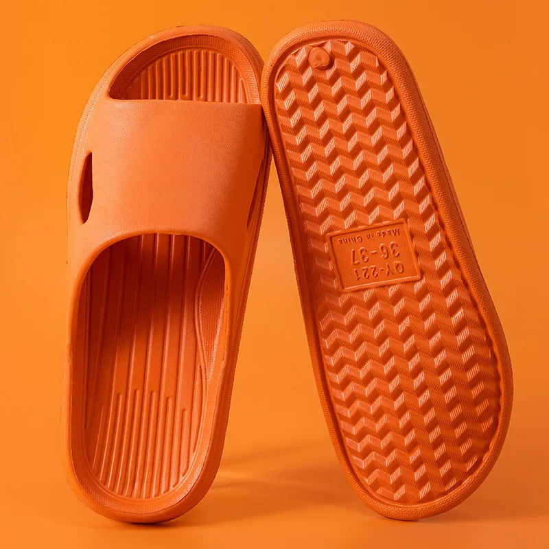 Soft Home Slippers Couples Summer Indoor Non-Slip Bathroom Slippers Solid Sandals Hotel Family Men Women Flip Flops Flat Shoes