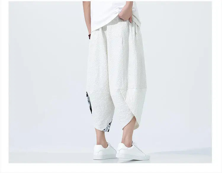 Summer Shorts Men Japanese Style Retro Comfortable Breathable Beach Pants Men Elastic Waistband Thin Loose Harun Casual Trousers