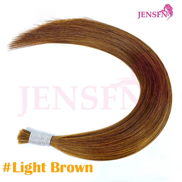 JENSFN  Bulk Hair Extensions Human Hair Straight  16"-26" Inch 50g/Strand  #613 60  Brown Blonde Color Hair Salon Supplies