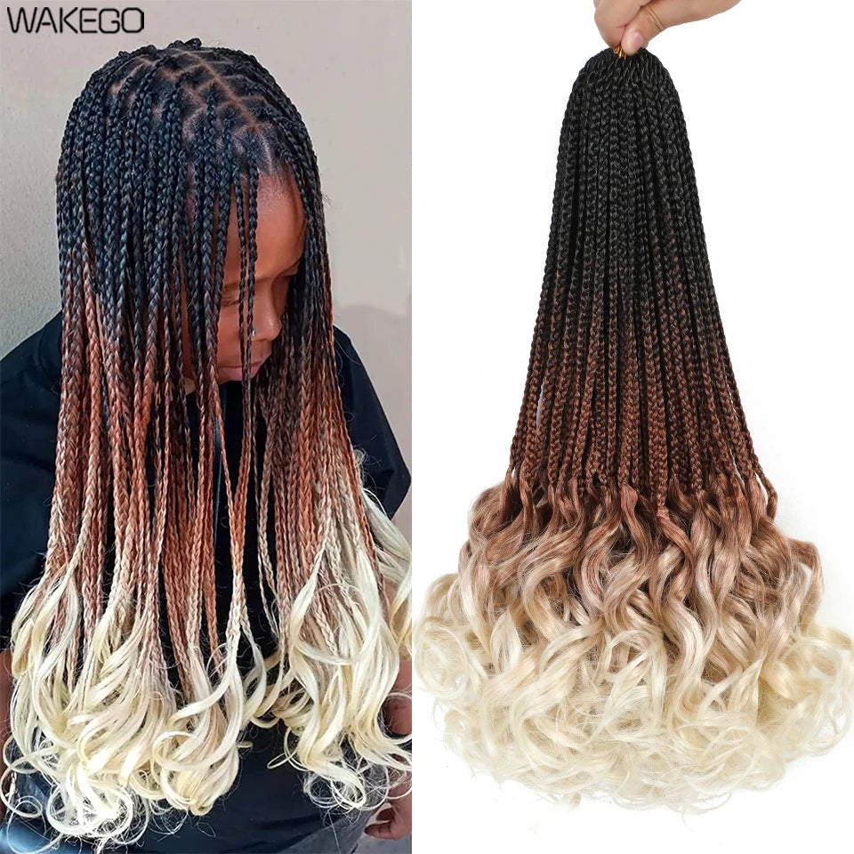 24 18 14 Inches French Curly Crochet Braids New Goddess Box Braids Bouncy French Curl Braid Hair Crochet Synthetic Braiding Hair