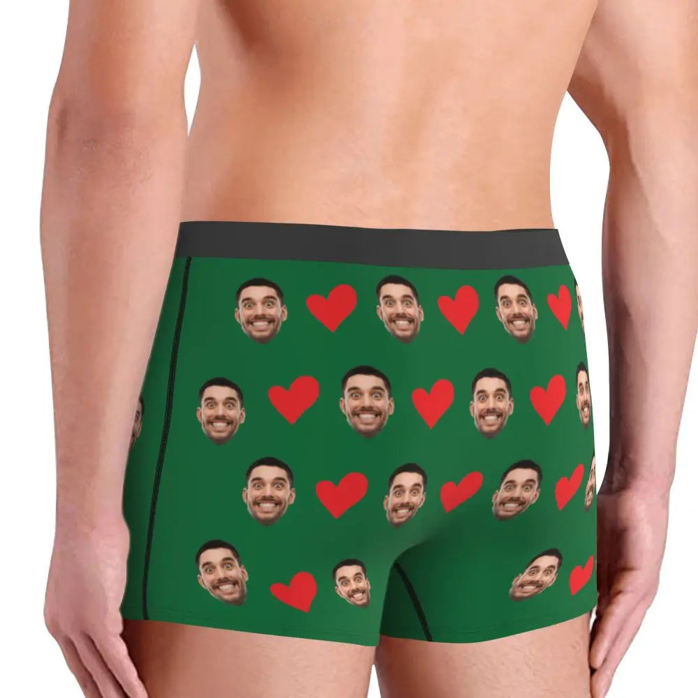 Personalized Face Photo Underwear - Custom Heart Boxer Briefs - Custom Men Briefs - Gift For Husband - Anniversary Gift for Dad