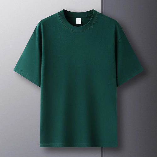 100% pure cotton short sleeved men's round neck T-shirt summer new high-end fashion youth couple loose casual breathable top