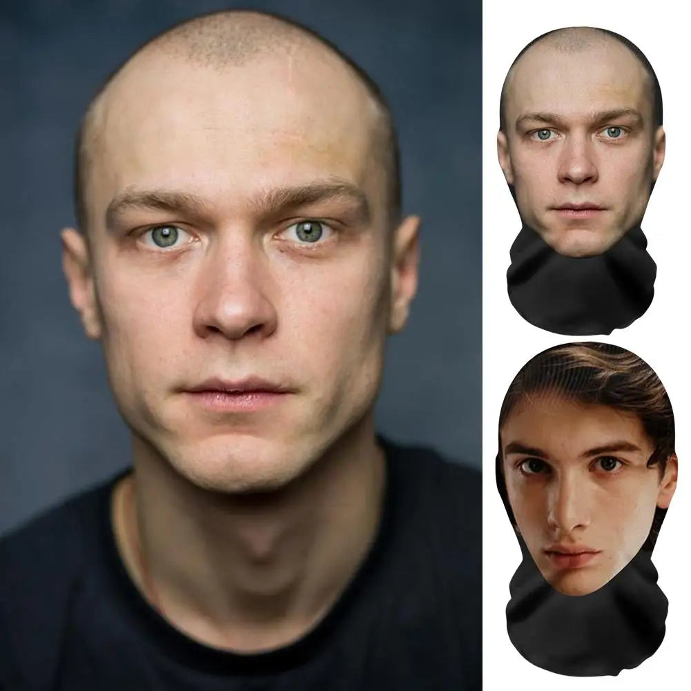 Funny 3D Printed Cosplay Face Mask Elastic Mesh Full Face Realistic Mask For Men Role Play Headdress Balaclava