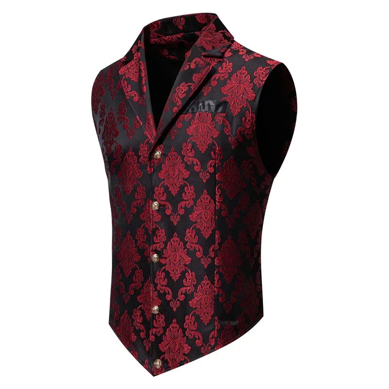 Men's Suit Vest , Casual Lapel Single Breasted Jacquard Slim Fit Holiday Vest, Red, Pink, Black and more available.