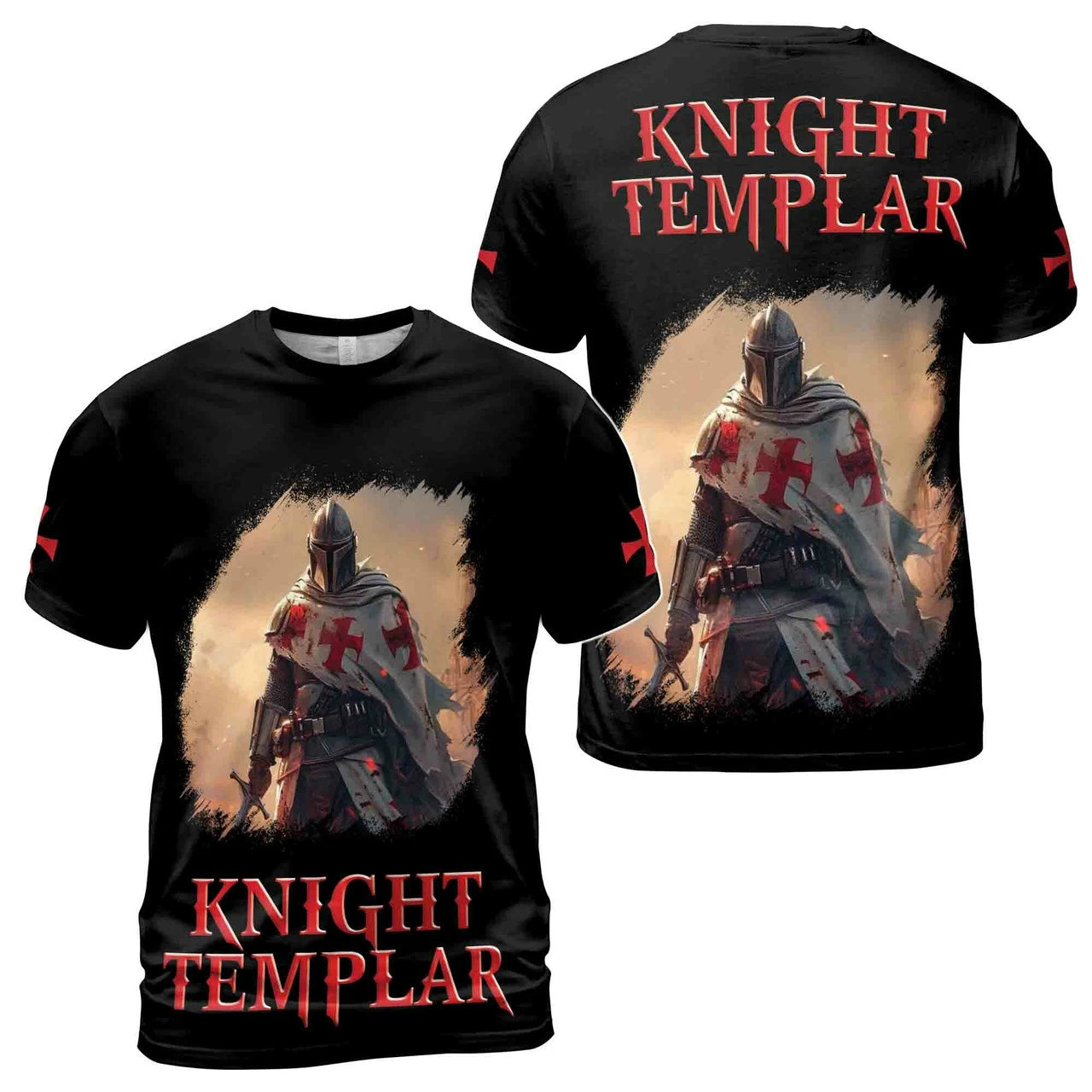 Men's Vintage Medieval Templars Graphic T-shirt Classic Cool Design Short Sleeved Retro Tees Casual O-neck Loose Simple T Shirts