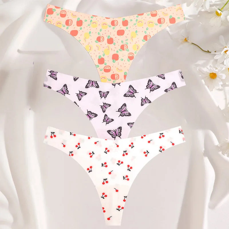 3PCS/SET Sexy G-String For Women Colorful Bikini Female Underwear T-back Intimates Lingerie Seamless Low Waist Underpants Lady