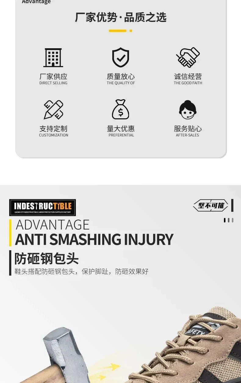 New Type of Labor Protection Shoes Anti - Hit Anti - Puncture Summer Mesh Surface Breathable Protective Shoes Safety Work Shoes