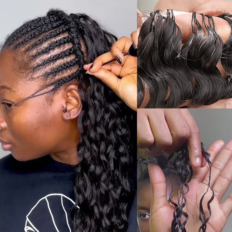 Crochet Human Hair Small Spirals Curly For Women Natural Black Deep Wave Braiding Hair Braid Kinky Curly Feather Hair Extensions