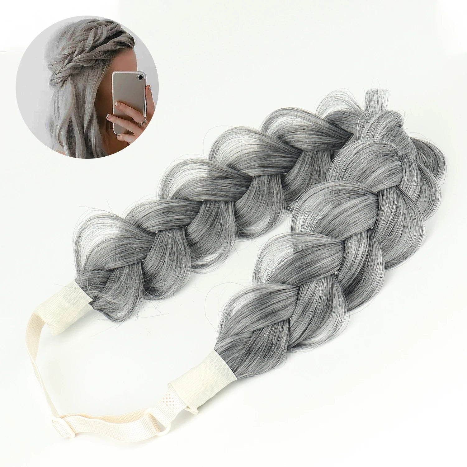Synthetic Hair Braided Headband with Elastic Band Style for Women Girls Blonde Brown Braided Headwear Hair Scrunchy Headband