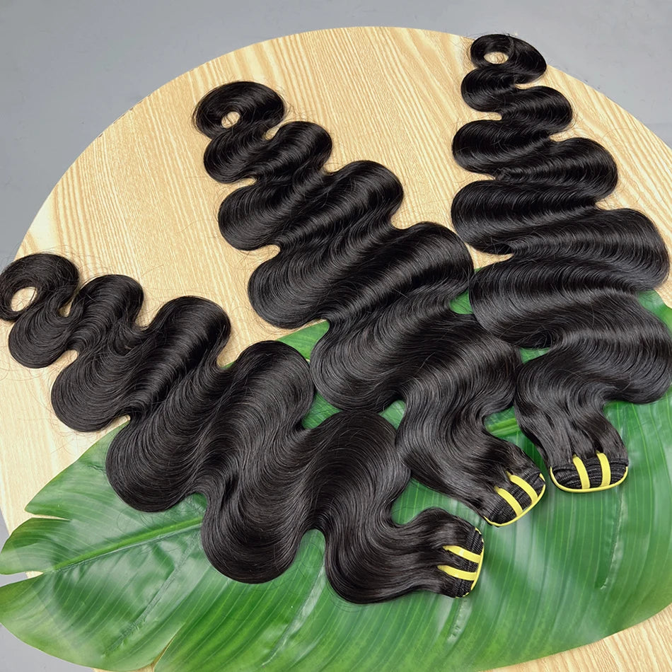 Body Wave Bundles 100% Unprocessed Raw Vietnamese Human Hair Wavy Curly Hair Weave Extensions Natural Black Color For Women