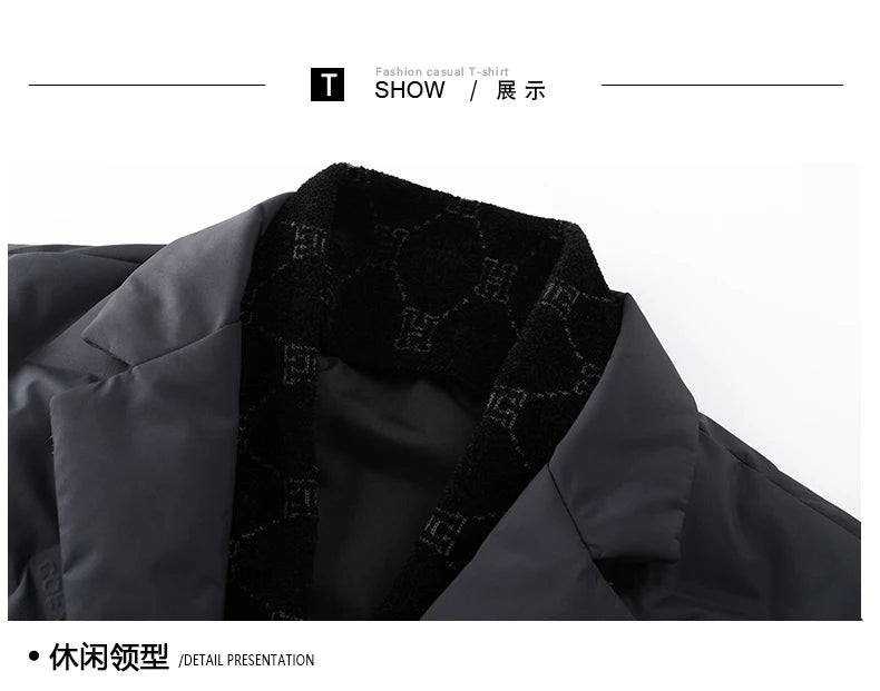 High Quality Men's Handsome down Jacket with Scarf Collar M-6XL Big plus Size for Middle-Aged Dad Fashionable Outerwear