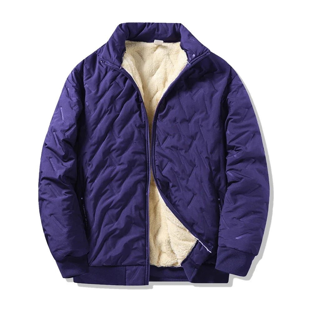 Winter Men's Zipper Stand Collar Jacket Male Casual Warm Thickened Fleece Lined Jacket Coat Streetwear Men Windproof Warm Coat
