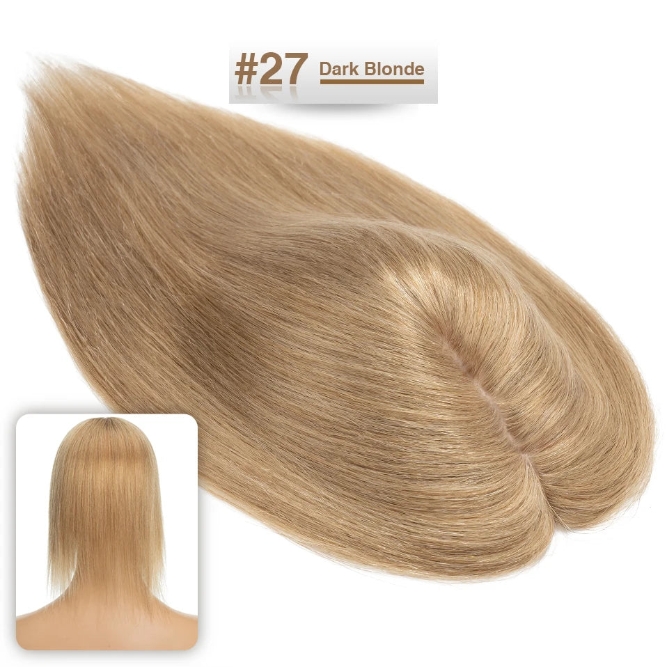 S-noilte 7x13cm Real Hair Toppers Silk Base Natural Hair Wig 100% Human Hair Prosthesis woman Brown Wigs Clip In Hair Extensions