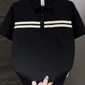 Men's Spliced   striped Polo Shirt Short-sleeved Summer Fashion T-shirt