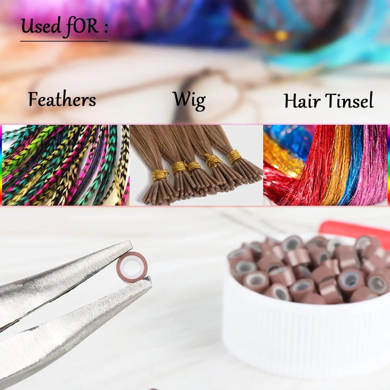 300pcs Woman Hair Decoration The Ring Hair Extensions Tools Micro Link Rings Silicone Link Ring Dreadlock Ring Hair Cuffs Silico