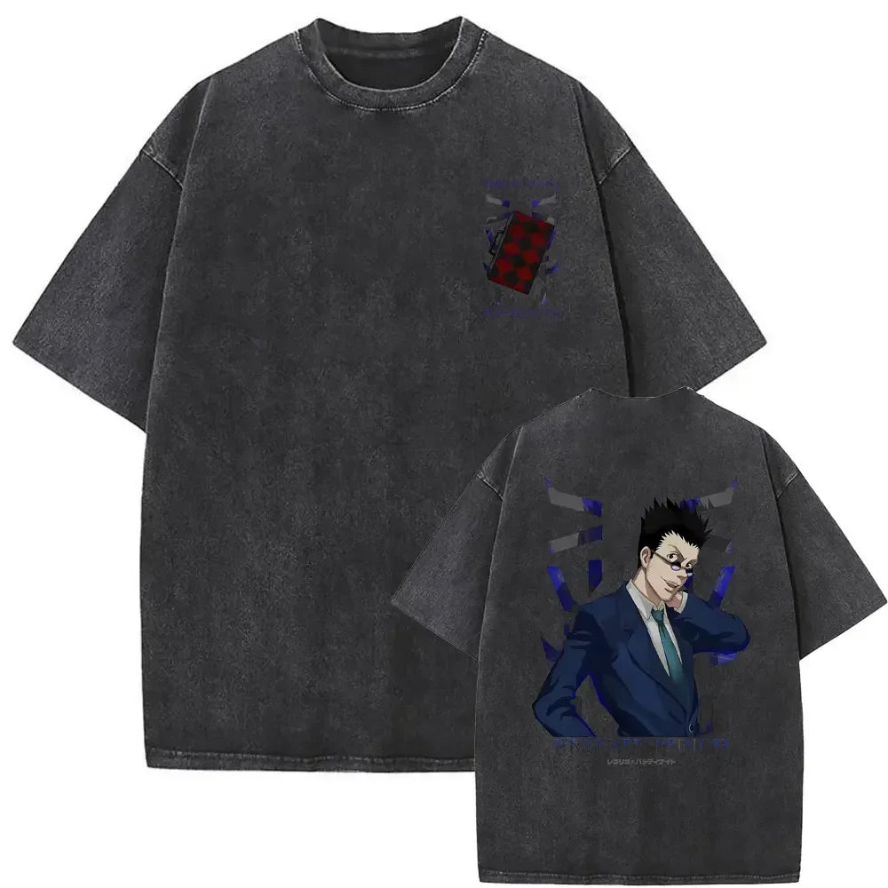 Washed Vintage Anime Hunter X Hunter T-shirt Killua Zoldyck Graphic T Shirt Men Women Clothing Casual Oversized Crewneck Tshirt