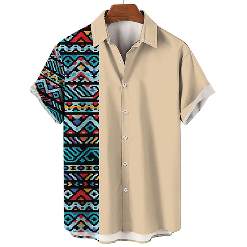 Hawaiian Beach Shirts Ethnic Style 3D Print Streetwear Men Women Fashion Vintage Short Sleeve Shirt Blouse Harajuku Man Clothing