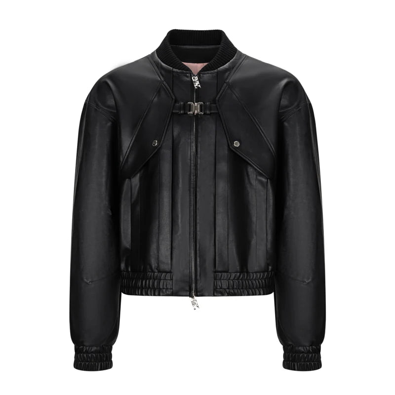Mauroicardi Spring Autumn Cool Handsome Pu Leather Bomerb Jacket Men Zipper Runway European Fashion Luxury Designer Clothes 2025