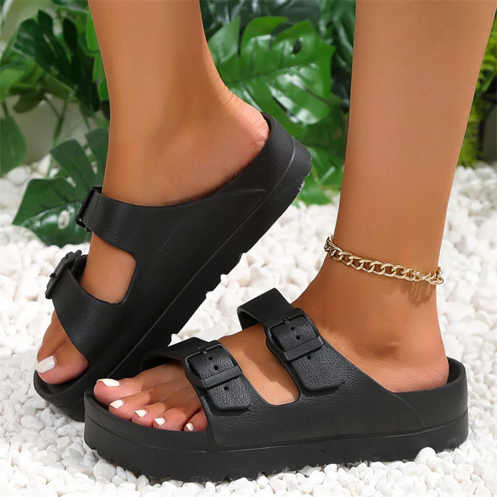 fashion Women Slippers Platform Beach Shoes Girl Outdoor Slides EVA flip flops For Home Shoes buckle Soft Thick Sole Sandals