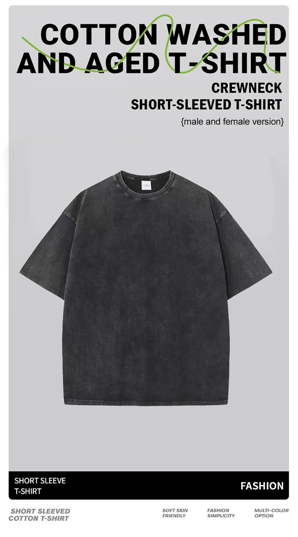 Vintage Snowflake Point Solid Color T-Shirts For Men Women 100% Cotton Short Sleeve Wash With Old Water Street Hip Hop Tee Shirt