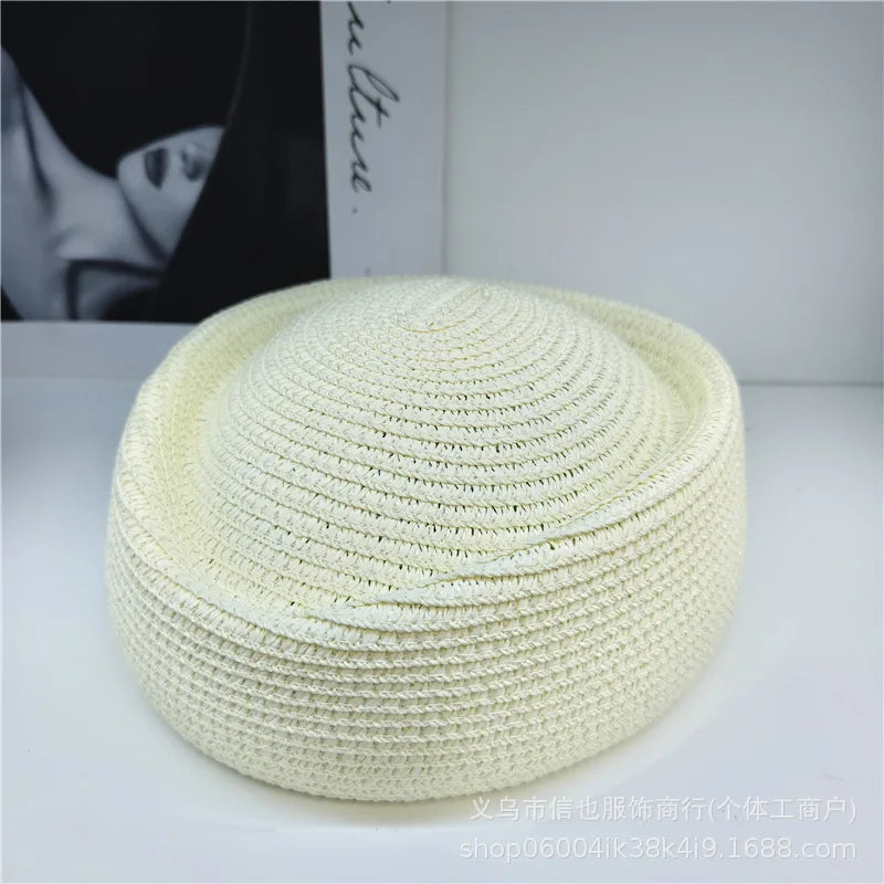 2026 New Summer Straw Fedoras Hats for Women Hostess Fashion Pillbox Hat Millinery Fascinator Designer Beret Hats Painter's Hat
