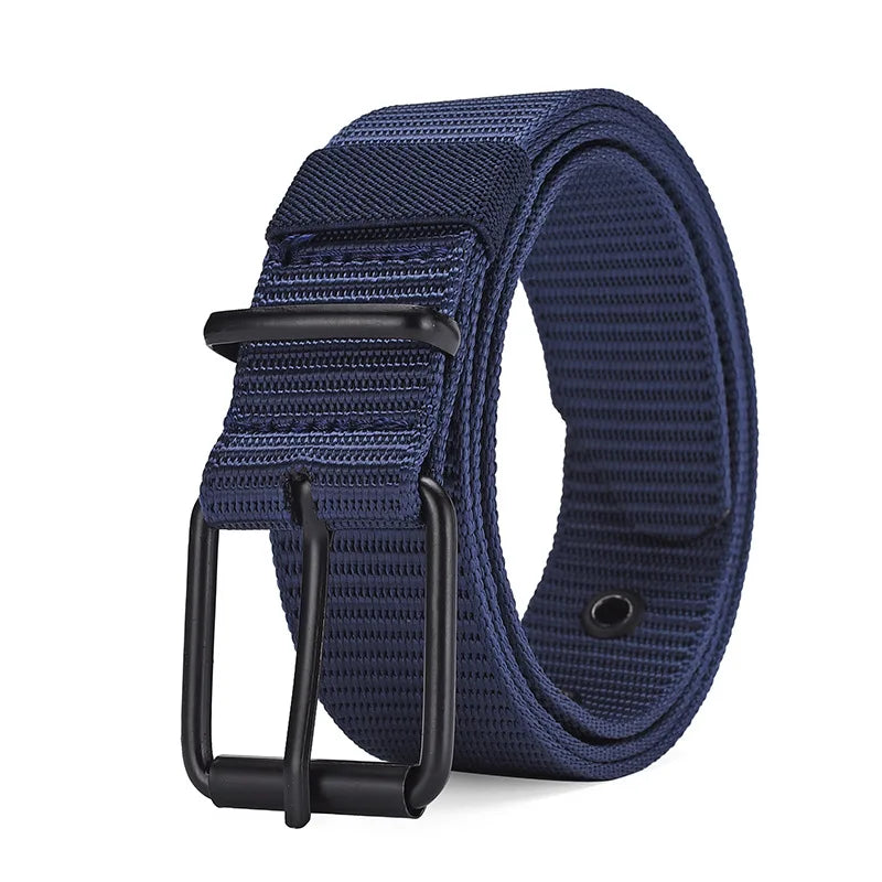 1pc Men's Belt Porous Canvas Metal Pin Buckle Belt Outdoor Sports Belt Women's Fashion Eyelet Belt With Jeans Belt For Men Women