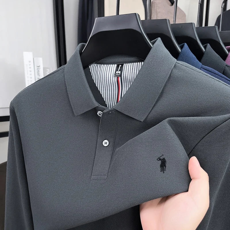 Fashion autumn and winter new item Paul brand embroidered polo shirt mens brand business casual comfortable long sleeved T-shirt