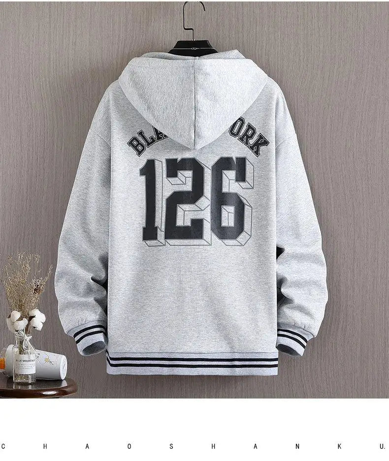 New Men's Hooded Jacket M-6XL Men's Clothing Spring Autumn Korean Fashion Loose Male Coat Hooded Baseball Jersey 2024