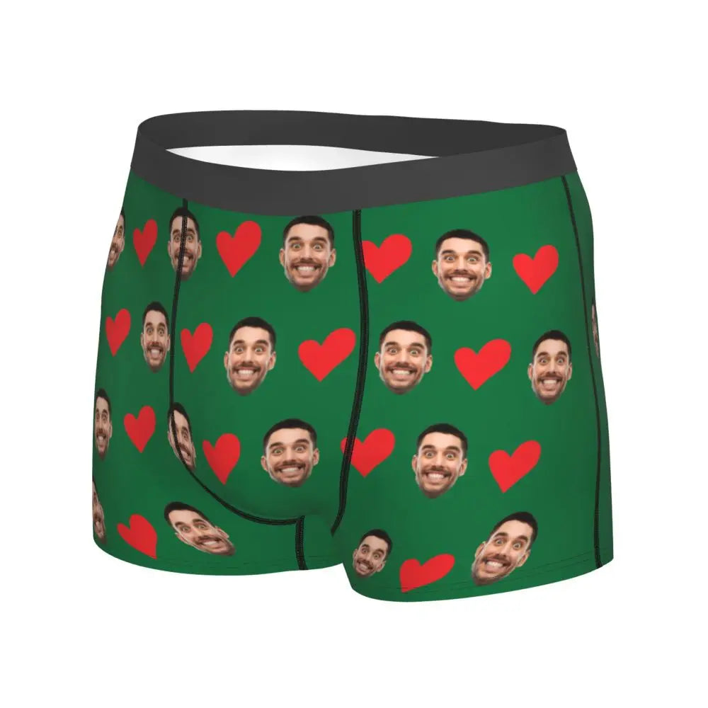 Personalized Face Photo Underwear - Custom Heart Boxer Briefs - Custom Men Briefs - Gift For Husband - Anniversary Gift for Dad