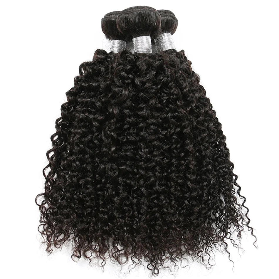 10A Mongolian Afro Kinky Curly Human Hair 2/3 Bundles with 4x4 Lace Closure 100% Unprocessed Virgin Kinky Curly Human Hair Weave