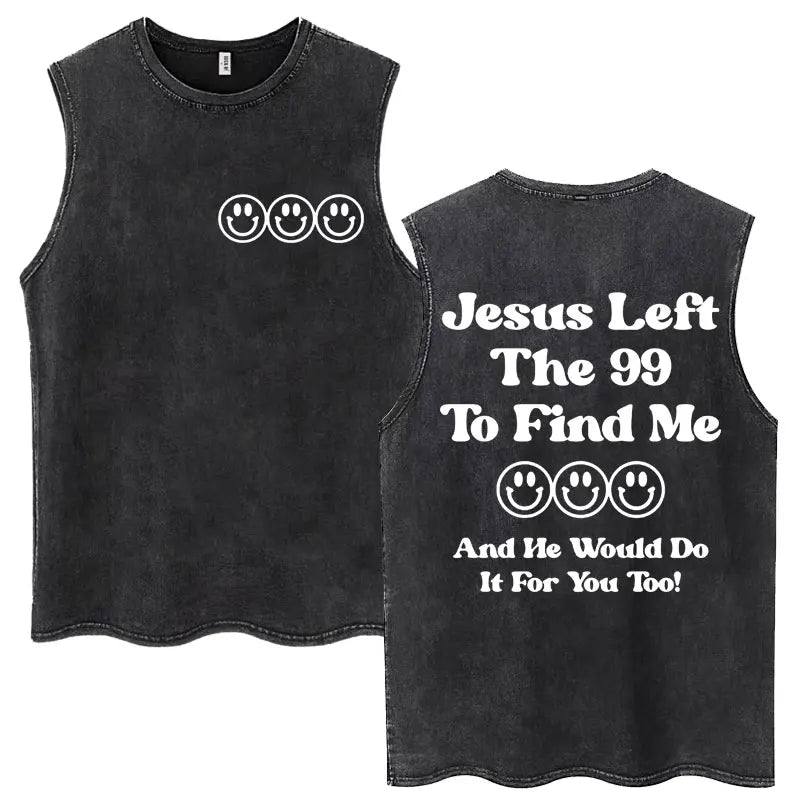 Christian Jesus Church Vintage Washed Tank Tops Bible Verse God Loves You Sleeveless T-shirt Men Women Cotton Loose Y2k T Shirts