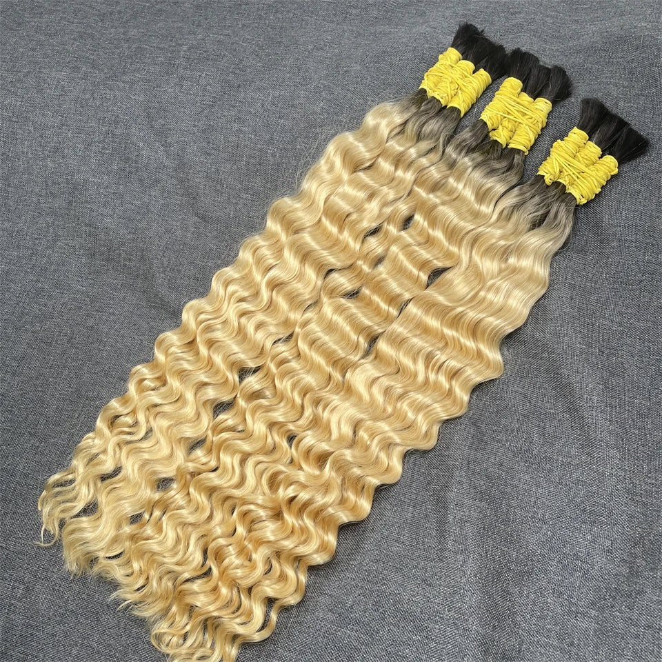 Bulk Braiding Hair 100% Human hair Virgin Deep Wave Unprocessed No Weft Boho Braids Human Hair Bulk Extensions Brazilian Remy 1B