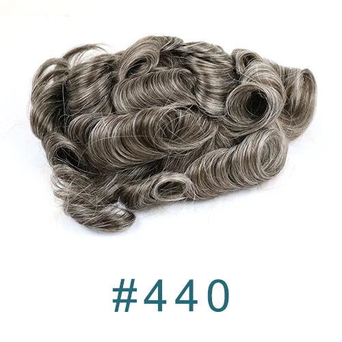 Undetected 0.02mm Thin Skin Natural Hairline Human Hair Men Toupee Black Gray Brown Blonde Male Hair Light Capillary Prosthesis