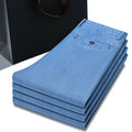 2024 New Men's Thin Lyocell Fabric Loose Jeans Light Blue Business Fashion Stretch Denim Trousers Male Clothing Brand Pants