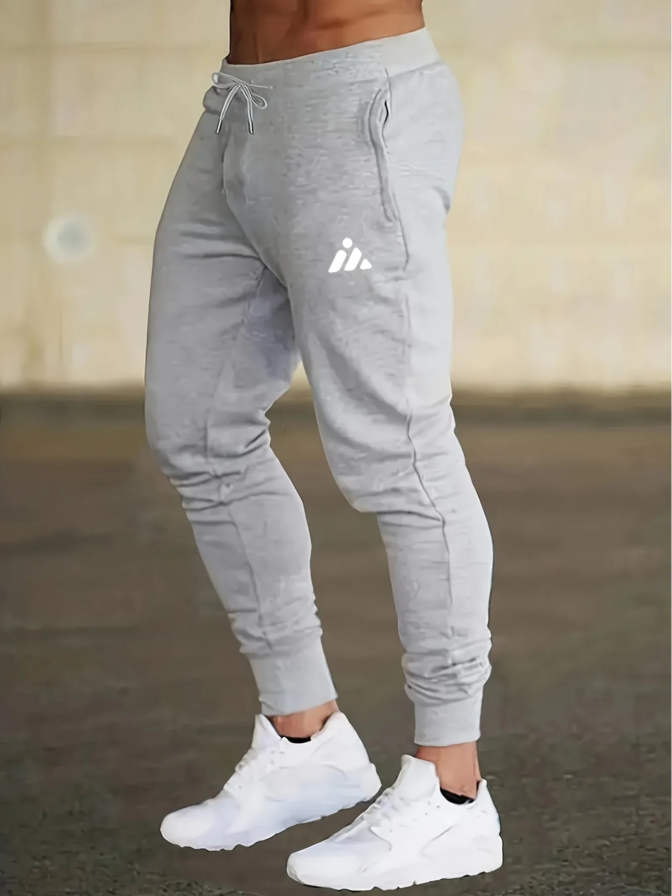 Men's Casual Sports Pants with Drawstring & Letter Print High Quality Fabric Slight Stretch Loose Fit for Spring Autumn Outdoor