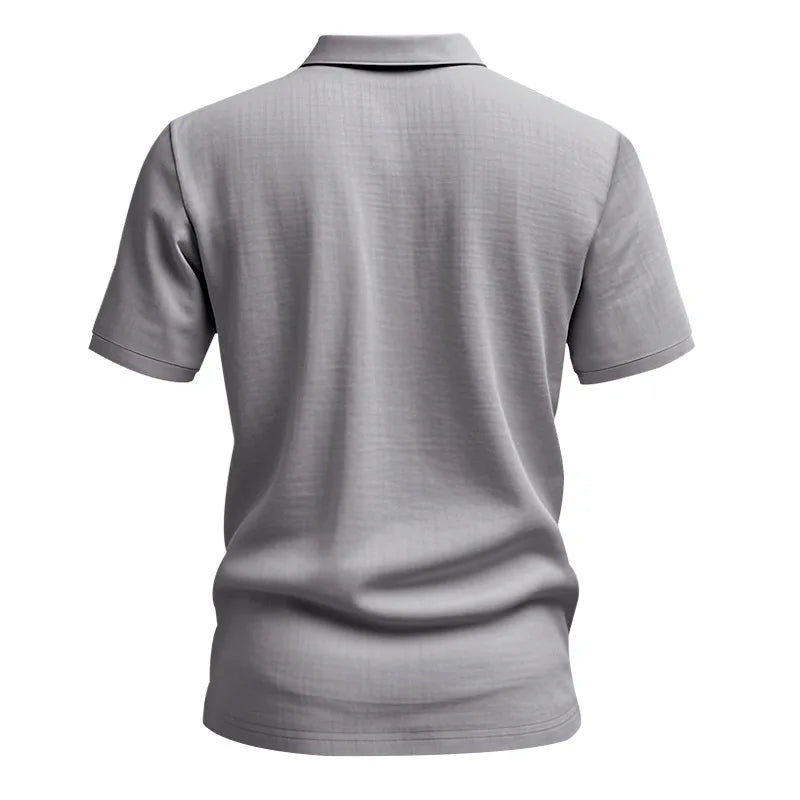 2025Summer New Men's Shirt British Style Loose Trendy Breathable Linen Casual Polo Collar Series POLO Shirt Short Sleeve