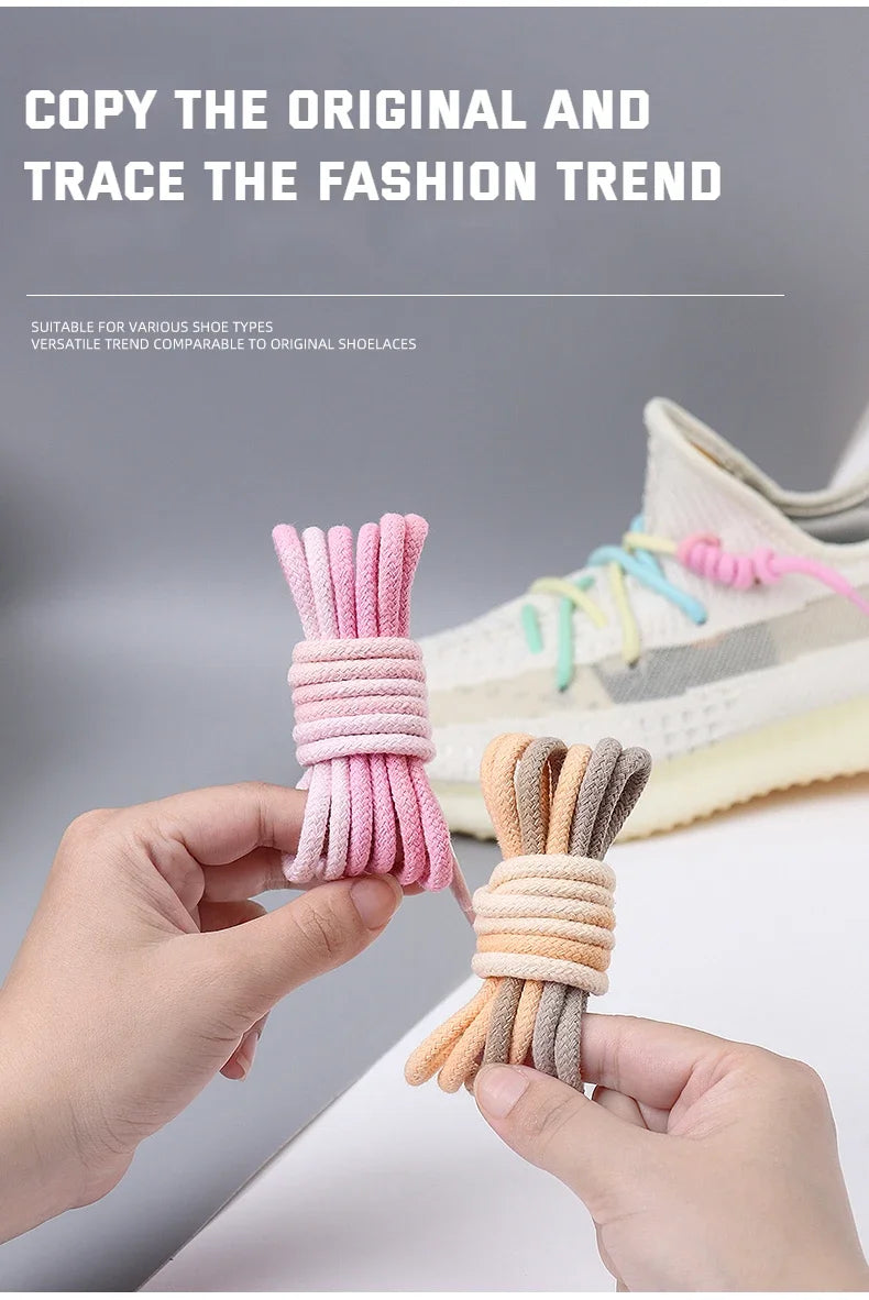 1Pair Colorful Round Shoelaces Rainbow Cotton Shoelace Running Sneakers Laces 80/100/120/140/160CM Shoe laces Shoes Accessories