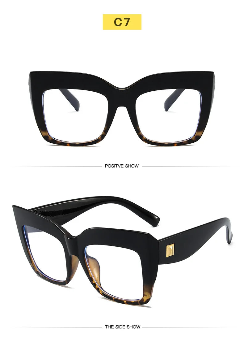 Oversize Women's Glasses Fashion Transparent Square Ladies Eyeglasses Blue Clear Lens Optical Female Eyewear Anti Blue Light