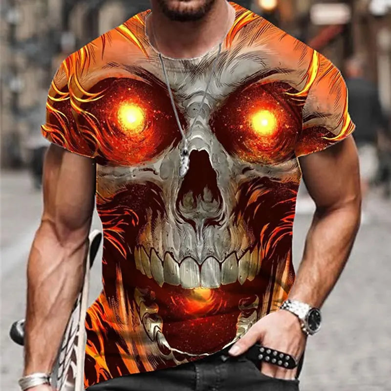 Halloween Day of the Dead Skull Men's Skull Graphic Prints T Shirt Retro Short Sleeve T shirt 3D Print Vintage Designer Holiday