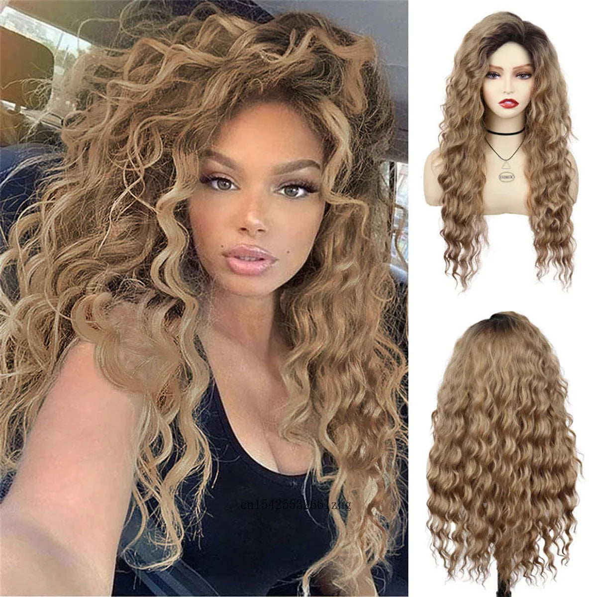 GNIMEGIL Synthetic Grey Hair Long Water Wave Wigs for Women Natural Fluffy Curly Wave Wig Cosplay Halloween Party Heat Resistant