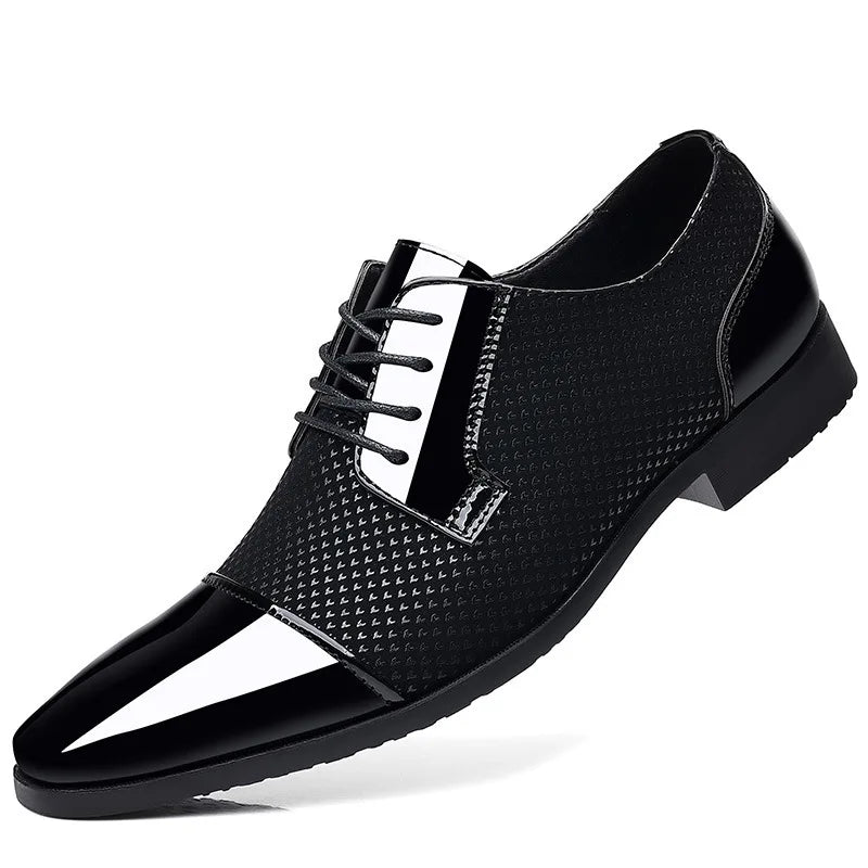 Patent Leather Men's Dress Shoes Slip on Mens Casual Oxford Shoe Brand Moccasin Glitter Male Footwear Pointed Toe Shoes for Men