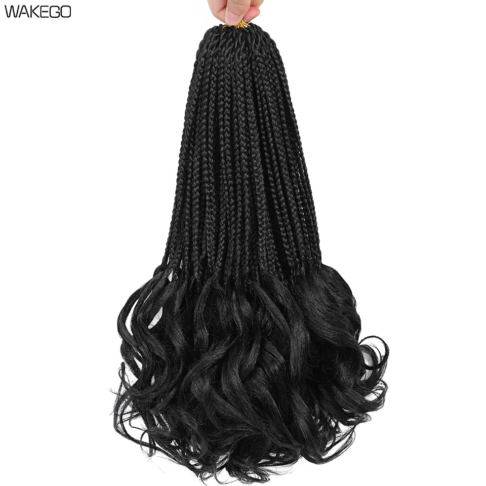 24 18 14 Inches French Curly Crochet Braids New Goddess Box Braids Bouncy French Curl Braid Hair Crochet Synthetic Braiding Hair