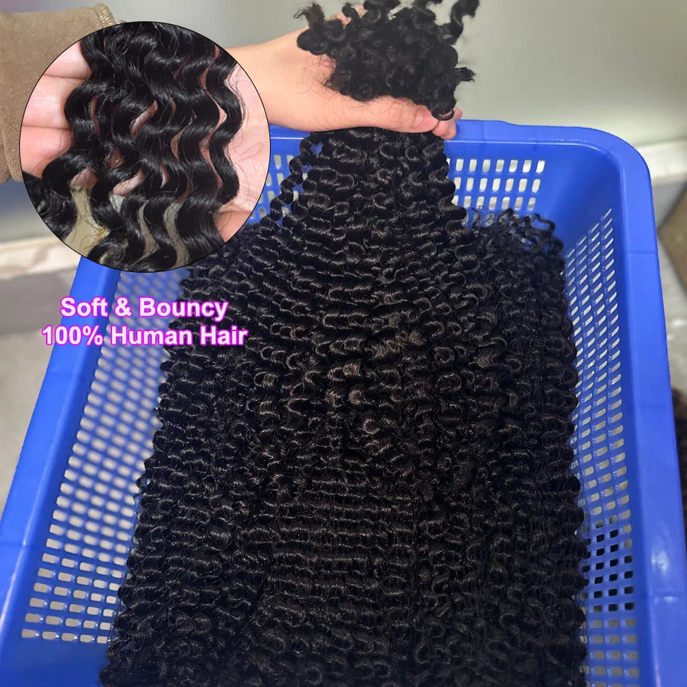 16 Inch 100G Afro Kinky Curly Bulk Human Hair For Braiding For Micro Twist 100% 4B No Weft Twists Human Hair Bundles Extensions