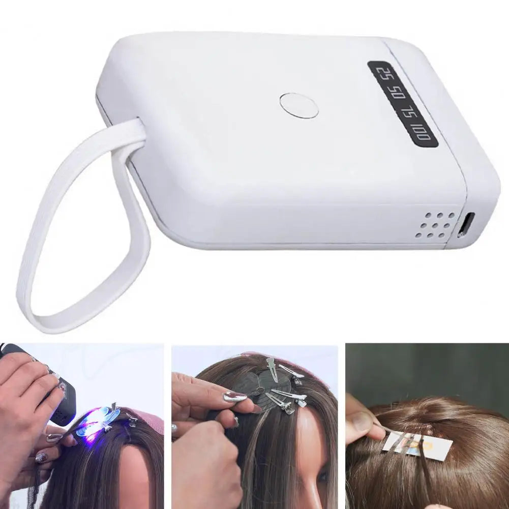 405nm 9.5*6.5cm LED Hair Extension Lamp 5000mAh Rechargeable UV Light Hair Extension Machine Home Handheld Wig Glue Curing Lamp