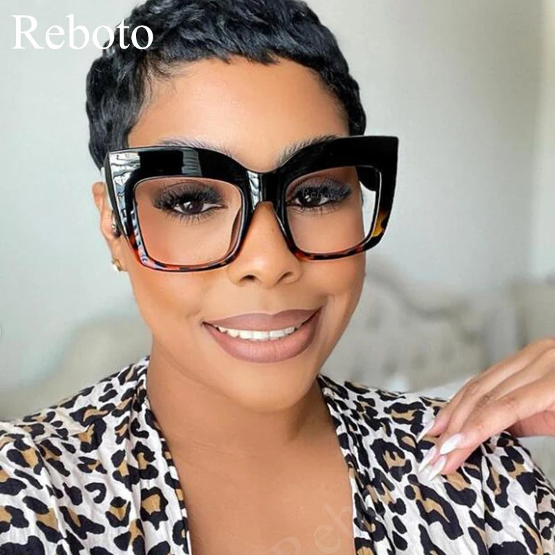 Oversize Women's Glasses Fashion Transparent Square Ladies Eyeglasses Blue Clear Lens Optical Female Eyewear Anti Blue Light
