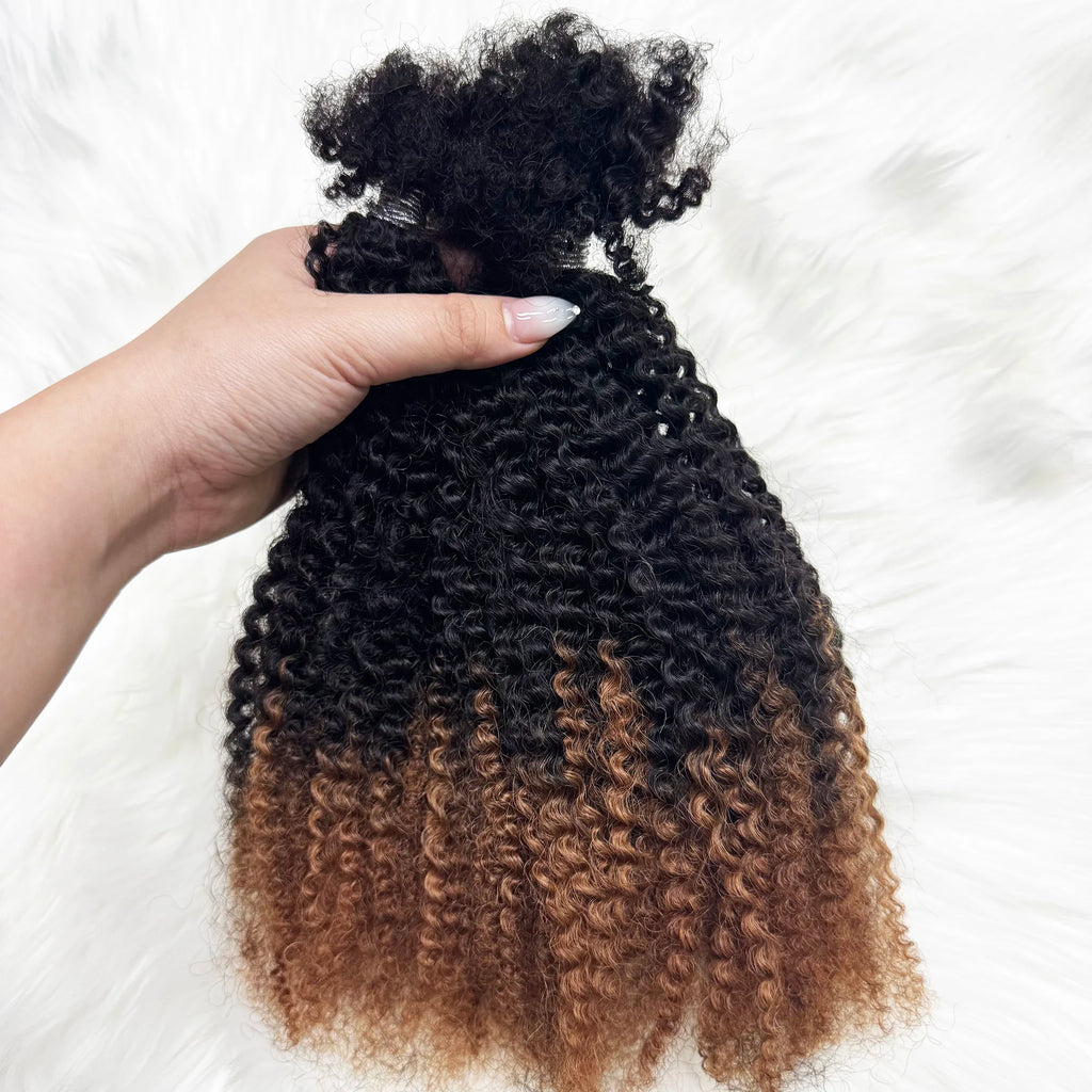 T1B/30 Afro Kinky Curly Human Hair Bulk 30g/Pack 100% Human Hair Soft 4C Afro Kinky Bulk Human Hair for Locs Extensions
