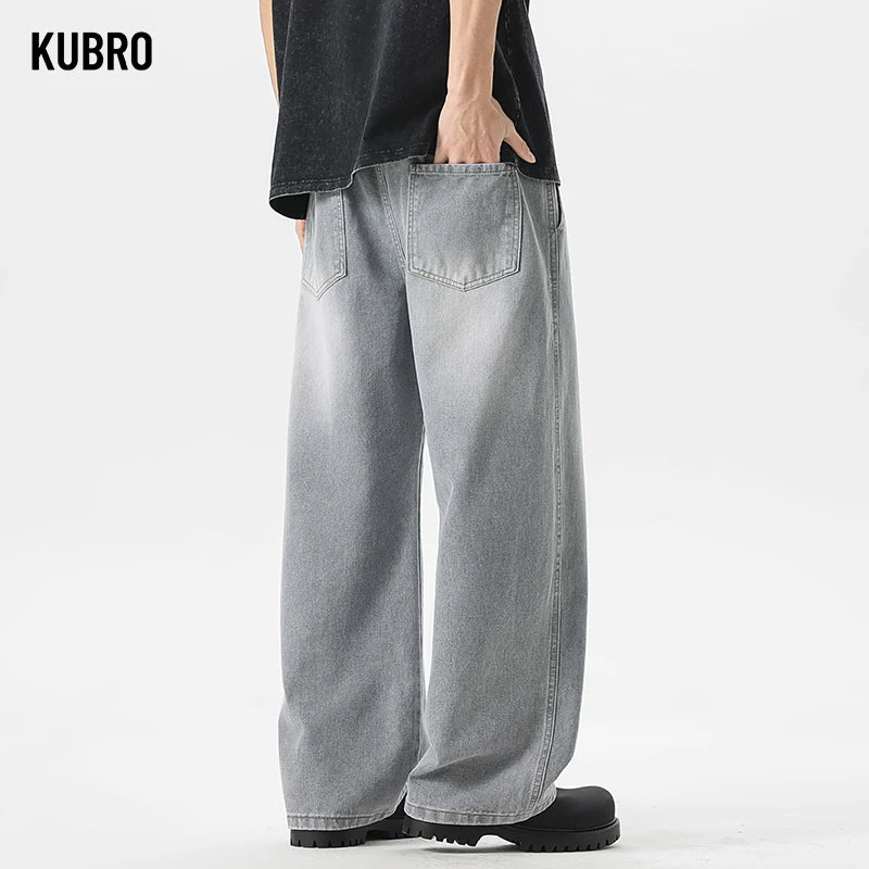 Men's Jeans American Loose Wide-leg Loose Straight Casual Trousers Street Hip-hop Baggy Jeans Black Grey  Blue Streetwear Men