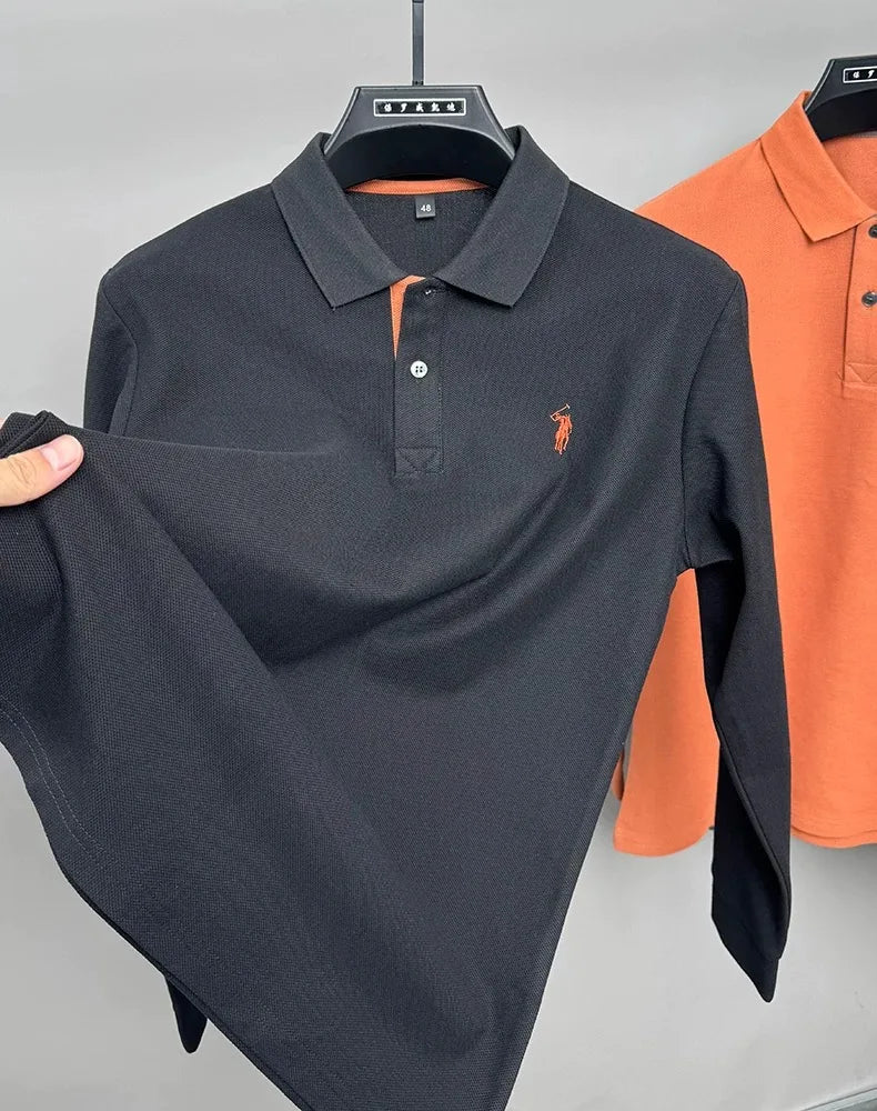High end brand 100% cotton long sleeve polo shirt men's autumn fashion designer new Paul Pony embroidery casual golf T-shirt