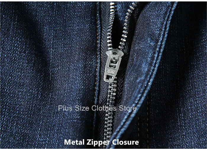 Tall Man Fleece Jeans 117CM Extra Long Stretched Plus Size 42 44 Fit Trousers Warm Autumn Winter High Waist Denim Pants Trousers